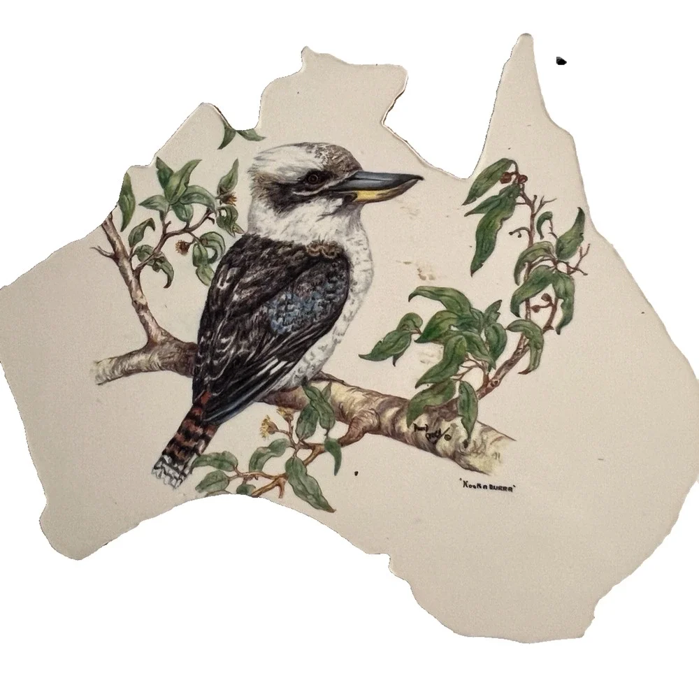 Set of 6 Wildlife Creations Cork Back Coasters Australia Animals - In Map Shape
